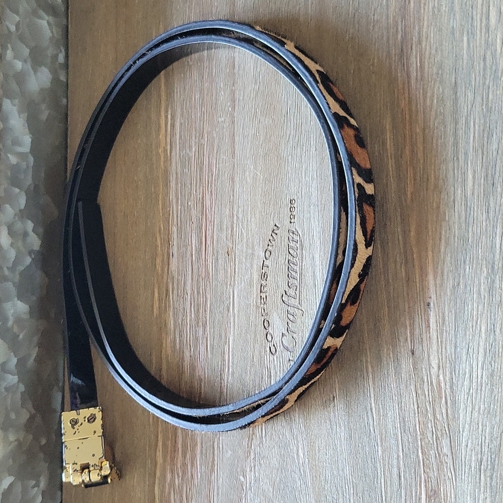 Leopard mohair skinny belt